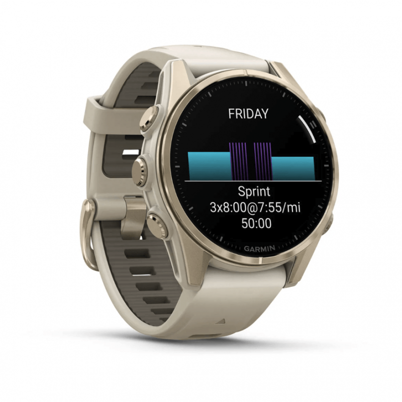 Смарт-годинник Garmin Fenix 8 43mm AMOLED Sapphire Soft Gold Fog Gray Dark Sandstone Band (010-02903-10)