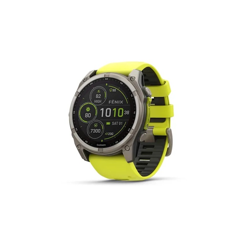Спортивний годинник Garmin Fenix 8 51mm Solar Sapphire Titanium Amp Yellow Graphite Silicone Band (010-02907-20)