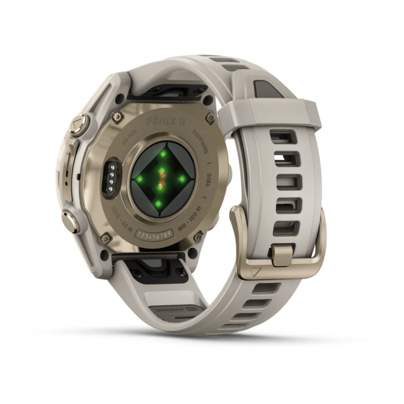 Смарт-годинник Garmin Fenix 8 43mm AMOLED Sapphire Soft Gold Fog Gray Dark Sandstone Band (010-02903-10)